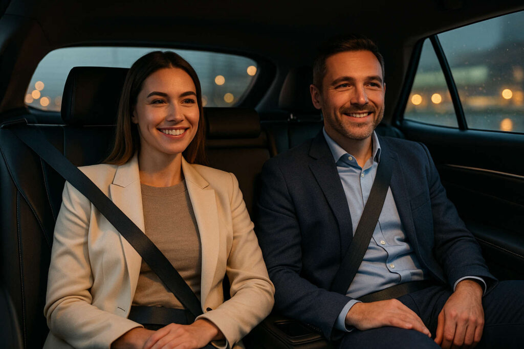 Pasażerowie Taxi Przemyśl 24 siedzący z tyłu – komfortowy przewóz osób